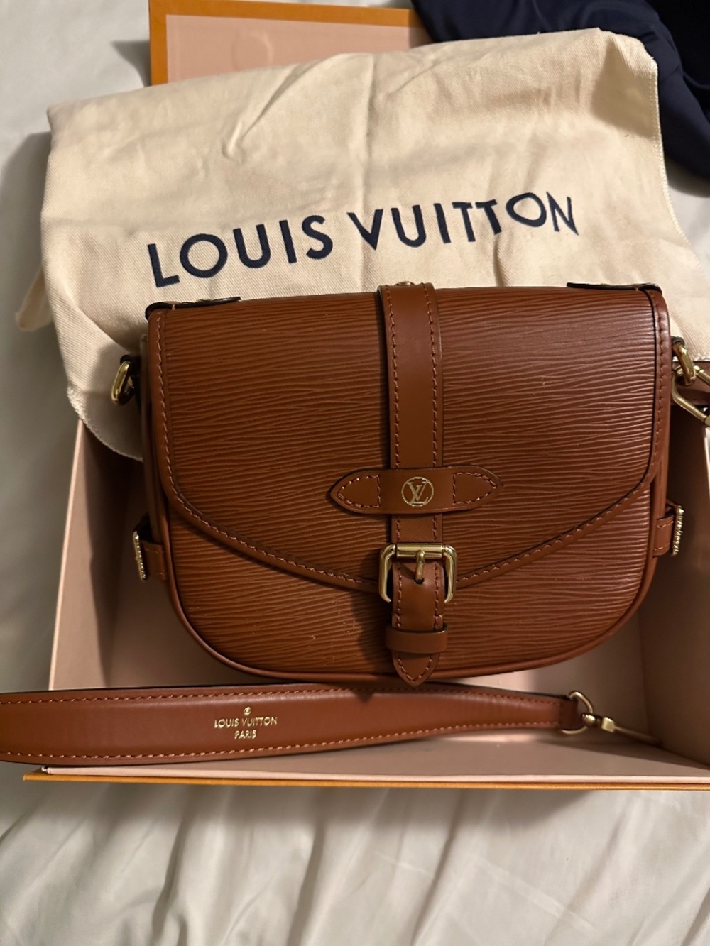 Louis Vuitton Saumur BB (Brown Epi Cover Cognac Leather)